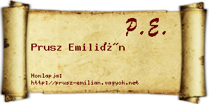 Prusz Emilián névjegykártya